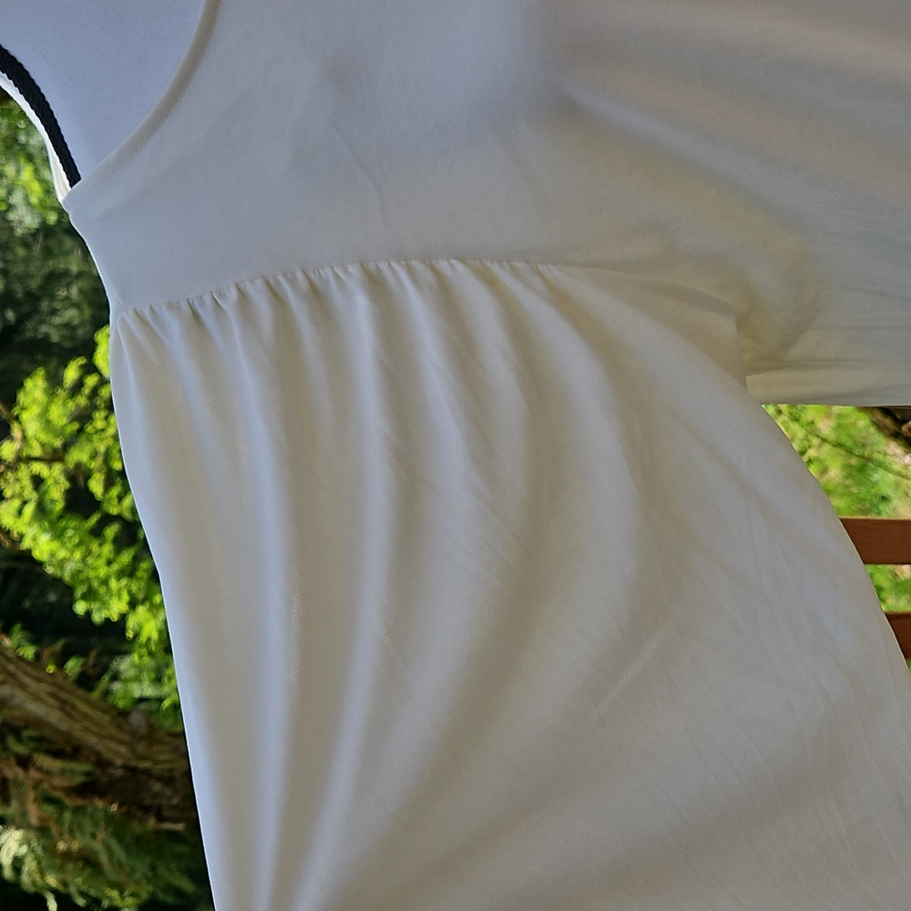 Simply Vera 3/4 Sleeve Cream Balloon Sleeves Elastic Waist Vera Wang Size L - Picture 8 of 11